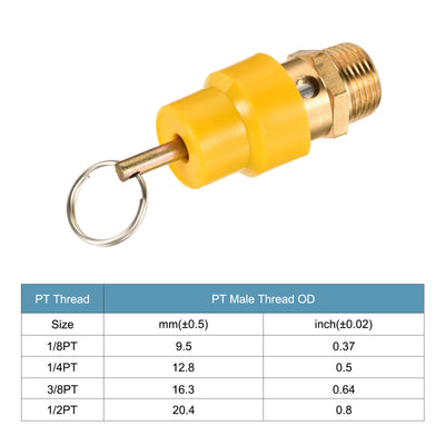 Harfington Uxcell Luftkompressor Druckablass 3/8PT Außengewinde 225 PSISet Druck Hut Gelb