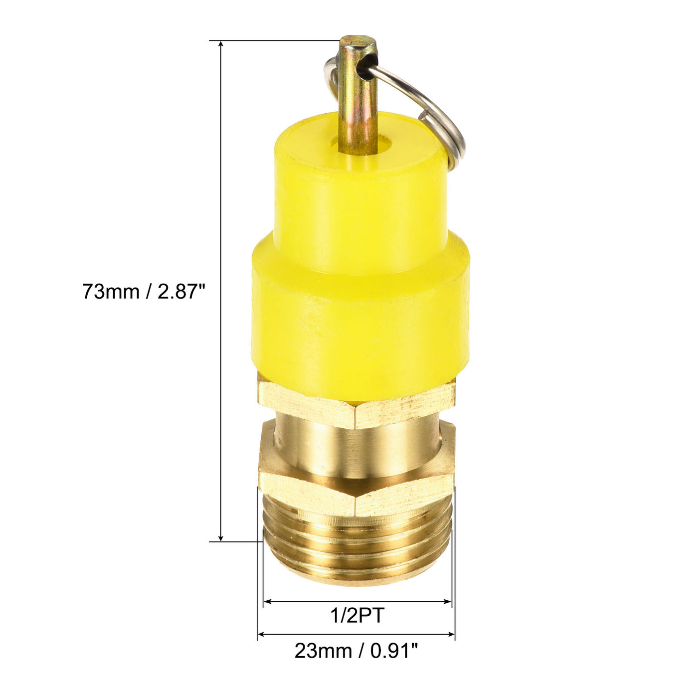 uxcell Uxcell Air Compressor Pressure Valve 1/2PT 225 PSI Set Pressure Yellow Hat Yellow