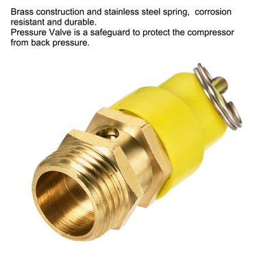 Harfington Uxcell Air Compressor Pressure Valve 1/2PT 225 PSI Set Pressure Yellow Hat Yellow