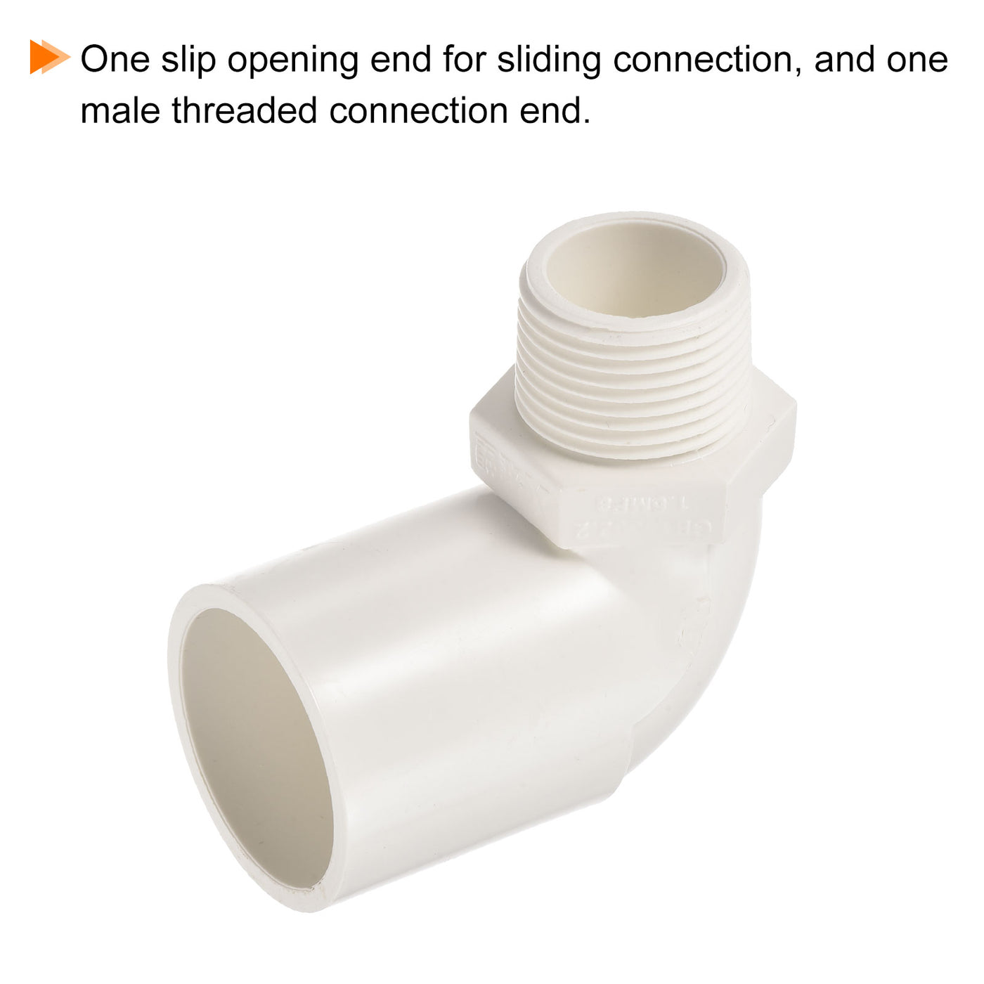 Harfington PVC Water Pipe Elbow Fitting G3/4 Male Thread 32mm ID Tube Connector Adapter, White