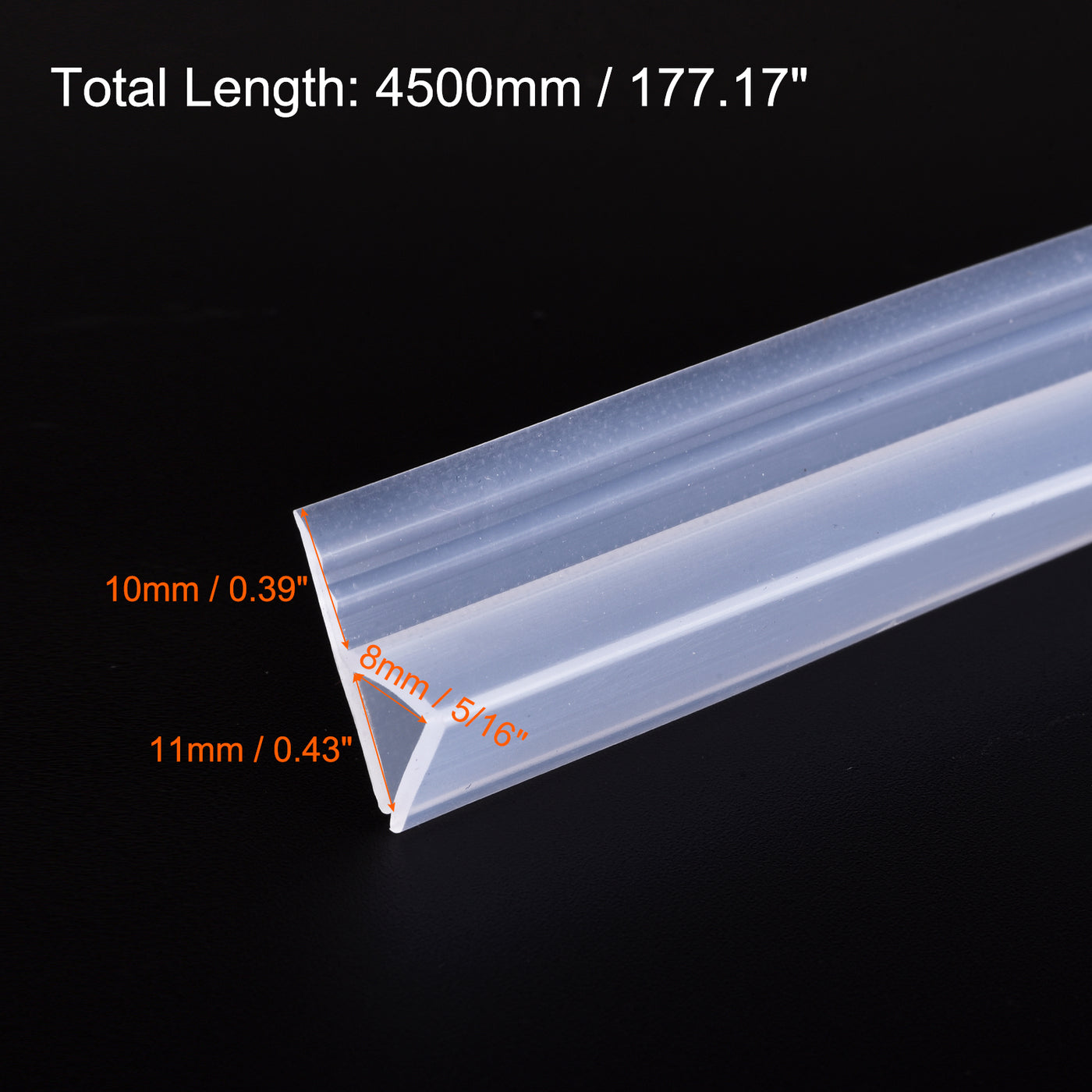 uxcell Uxcell Rahmenlose Duschtür 177.17" für 5/16"(8mm) Glas H-Typ Seitlich Dichtstreifen