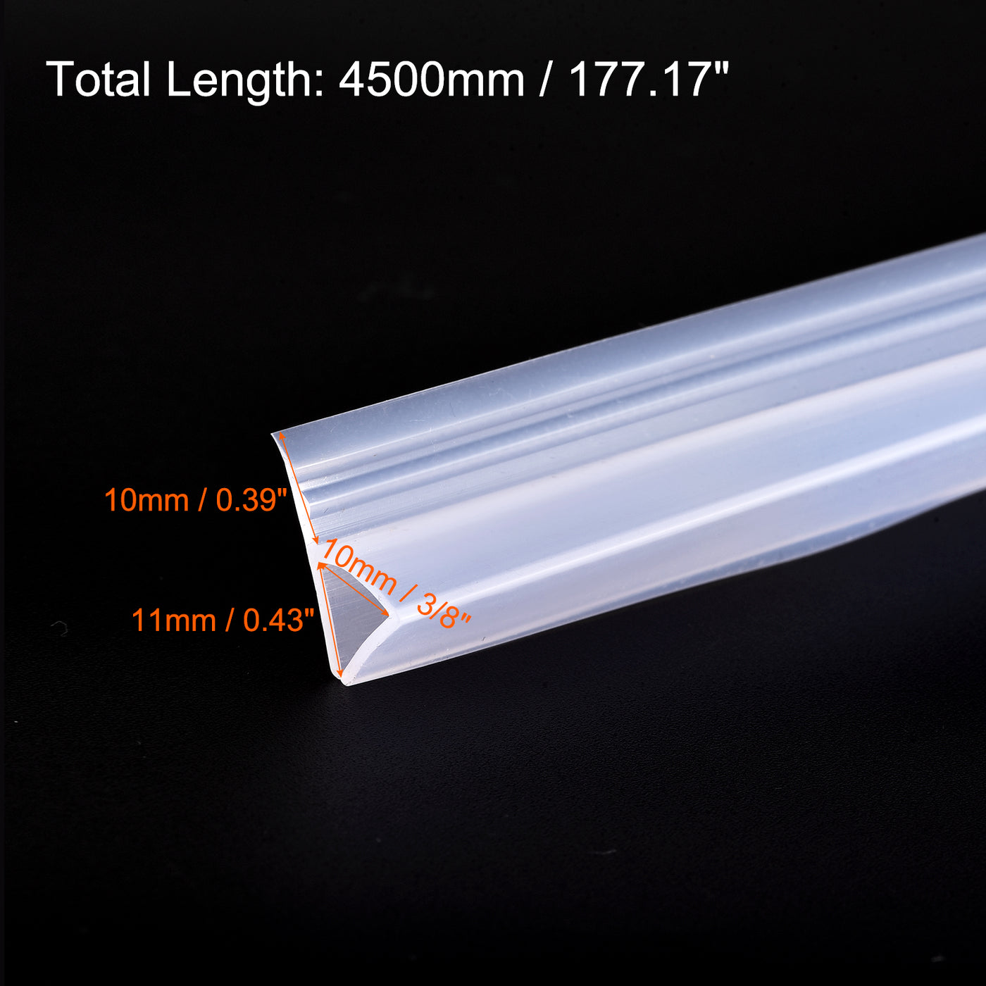 uxcell Uxcell Rahmenlose Duschtür 177.17" für 3/8"(10mm) Glas H-Typ Seitlich Dichtstreifen