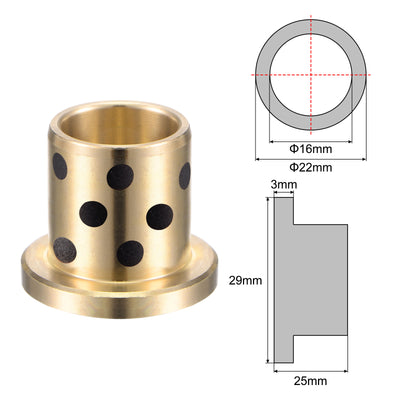 Harfington Uxcell Flanged Sleeve Bearings Wrapped Oilless Bushing Brass