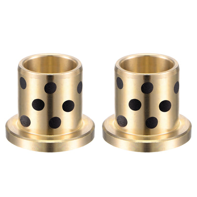 Harfington Uxcell Flanged Sleeve Bearings Wrapped Oilless Bushing Brass