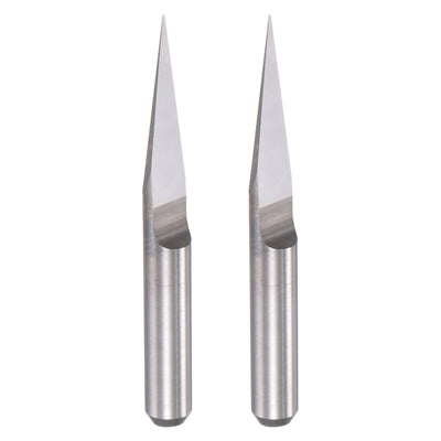 Harfington Uxcell 1/8" Shank 0.2mm Tip 15 Degree Solid Carbide Wood Engraving CNC Router Bit 2pcs