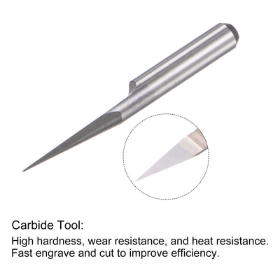 Harfington Uxcell 1/8" Shank 0.2mm Tip 15 Degree Solid Carbide Wood Engraving CNC Router Bit 4pcs