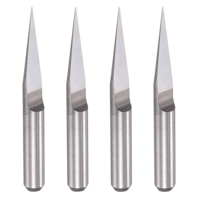 uxcell Uxcell 1/8" Shank 0.2mm Tip 15 Degree Solid Carbide Wood Engraving CNC Router Bit 4pcs