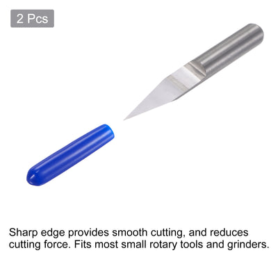 Harfington Uxcell 1/8" Shank 0.1mm Tip 20 Degree Solid Carbide Wood Engraving CNC Router Bit 2pcs