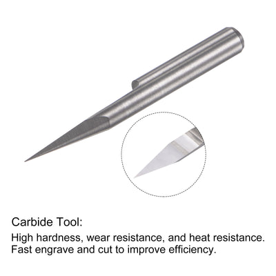 Harfington Uxcell 1/8" Shank 0.1mm Tip 20 Degree Solid Carbide Wood Engraving CNC Router Bit 2pcs