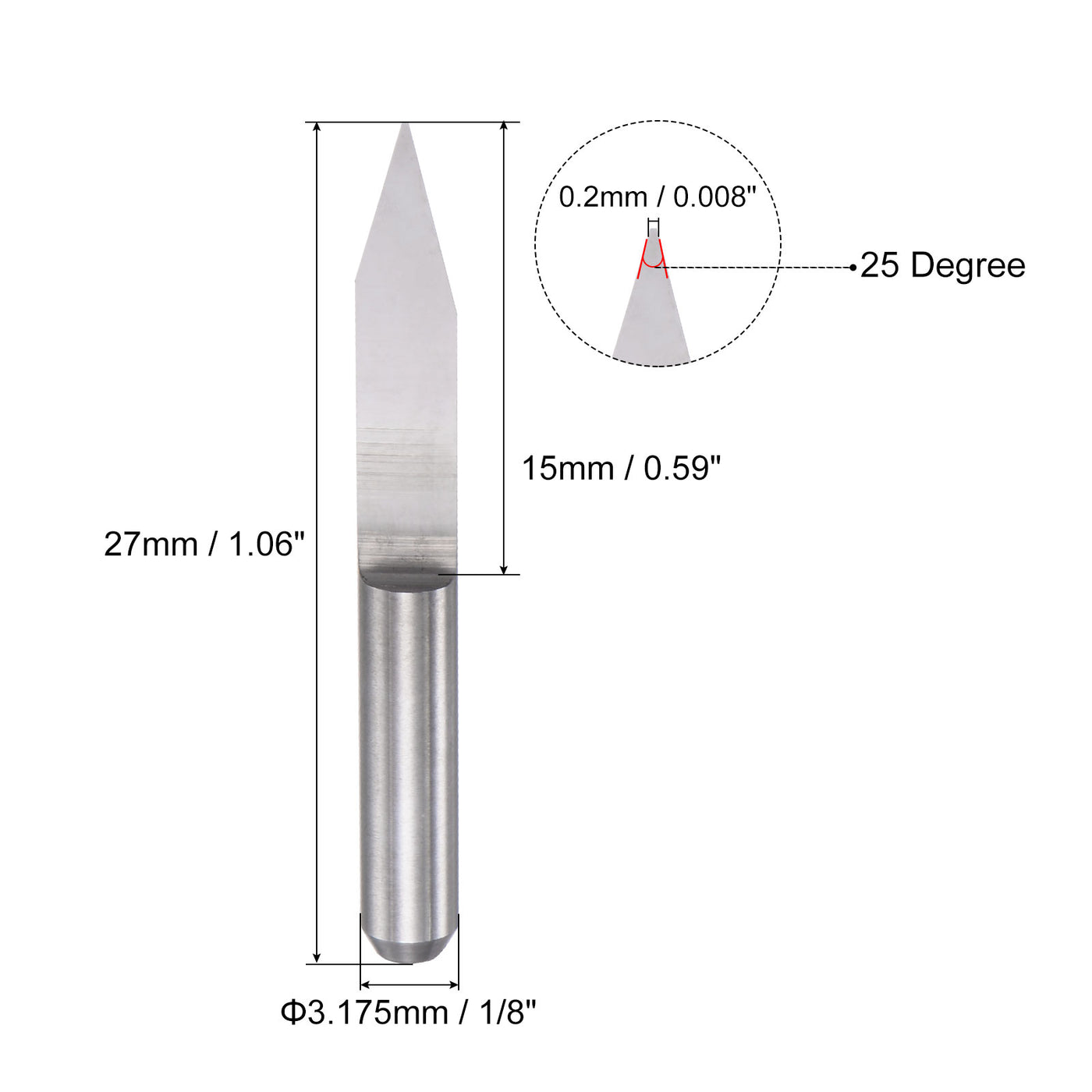 uxcell Uxcell 1/8" Shank 0.2mm Tip 30 Degree Solid Carbide Wood Engraving CNC Router Bit 4pcs