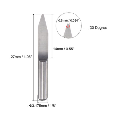 Harfington Uxcell 1/8" Shank 0.6mm Tip 30 Degree Solid Carbide Wood Engraving CNC Router Bit 4pcs