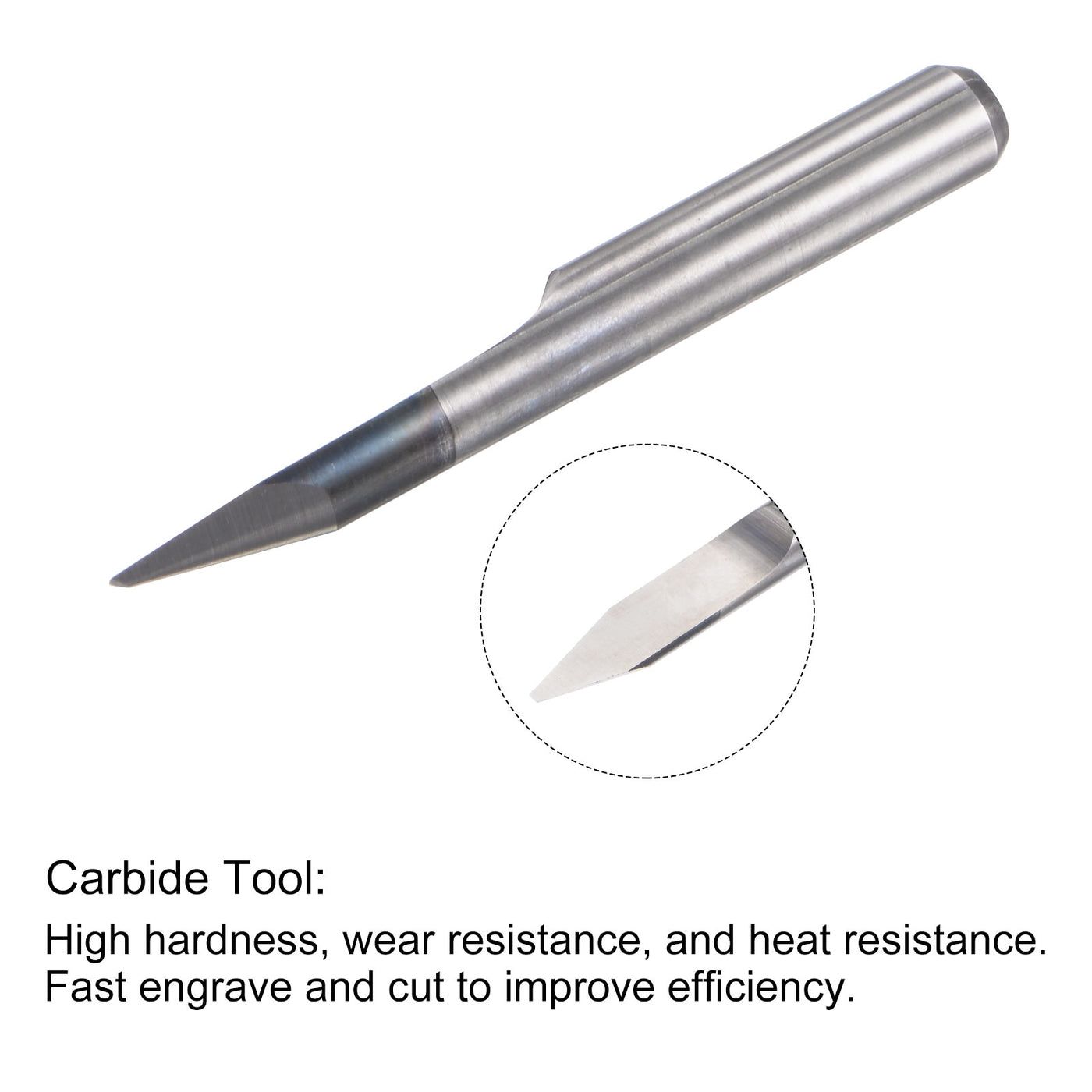 uxcell Uxcell 1/8" Shank 0.6mm Tip 30 Degree Solid Carbide Wood Engraving CNC Router Bit 4pcs