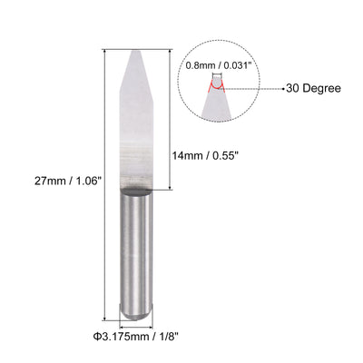 Harfington Uxcell 1/8" Shank 0.8mm Tip 30 Degree Solid Carbide Wood Engraving CNC Router Bit 4pcs