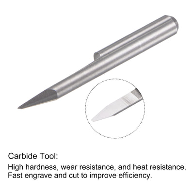 Harfington Uxcell 1/8" Shank 0.8mm Tip 30 Degree Solid Carbide Wood Engraving CNC Router Bit 4pcs