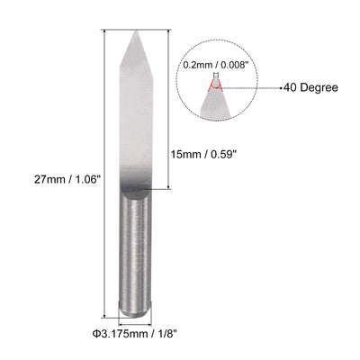 Harfington Uxcell 1/8" Shank 0.2mm Tip 40 Degree Solid Carbide Wood Engraving CNC Router Bit 2pcs