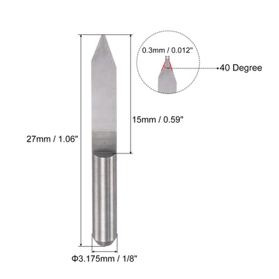 Harfington Uxcell 1/8" Shank 0.3mm Tip 40 Degree Solid Carbide Wood Engraving CNC Router Bit 4pcs