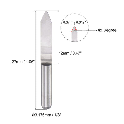 Harfington Uxcell 1/8" Shank 0.3mm Tip 45 Degree Solid Carbide Wood Engraving CNC Router Bit 4pcs