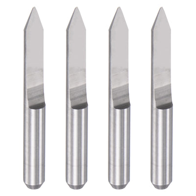 Harfington Uxcell 1/8" Shank 0.3mm Tip 45 Degree Solid Carbide Wood Engraving CNC Router Bit 4pcs