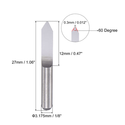 Harfington Uxcell 1/8" Shank 0.3mm Tip 60 Degree Solid Carbide Wood Engraving CNC Router Bit 4pcs