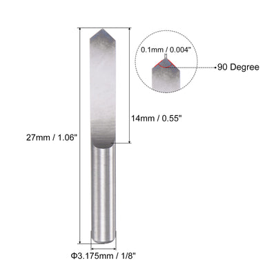 Harfington Uxcell 1/8" Shank 0.1mm Tip 90 Degree Solid Carbide Wood Engraving CNC Router Bit 2pcs