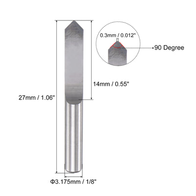 Harfington Uxcell 1/8" Shank 0.3mm Tip 90 Degree Solid Carbide Wood Engraving CNC Router Bit 2pcs