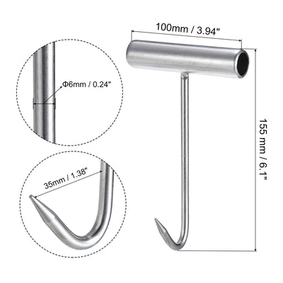 Harfington Uxcell 6" T-Handle Meat Boning Hook, Galvanized T Hooks for Restaurant 2Pcs