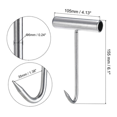 Harfington Uxcell 6" T-Handle Meat Boning Hook, Galvanized T Hooks for Kitchen Butcher Shop Restaurant 4Pcs