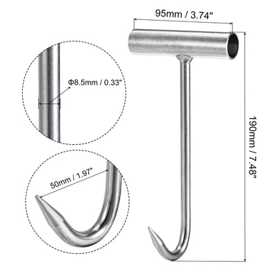 Harfington Uxcell 7.5" T-Handle Meat Boning Hook, Galvanized T Hooks for Kitchen Butcher Shop Restaurant 2Pcs