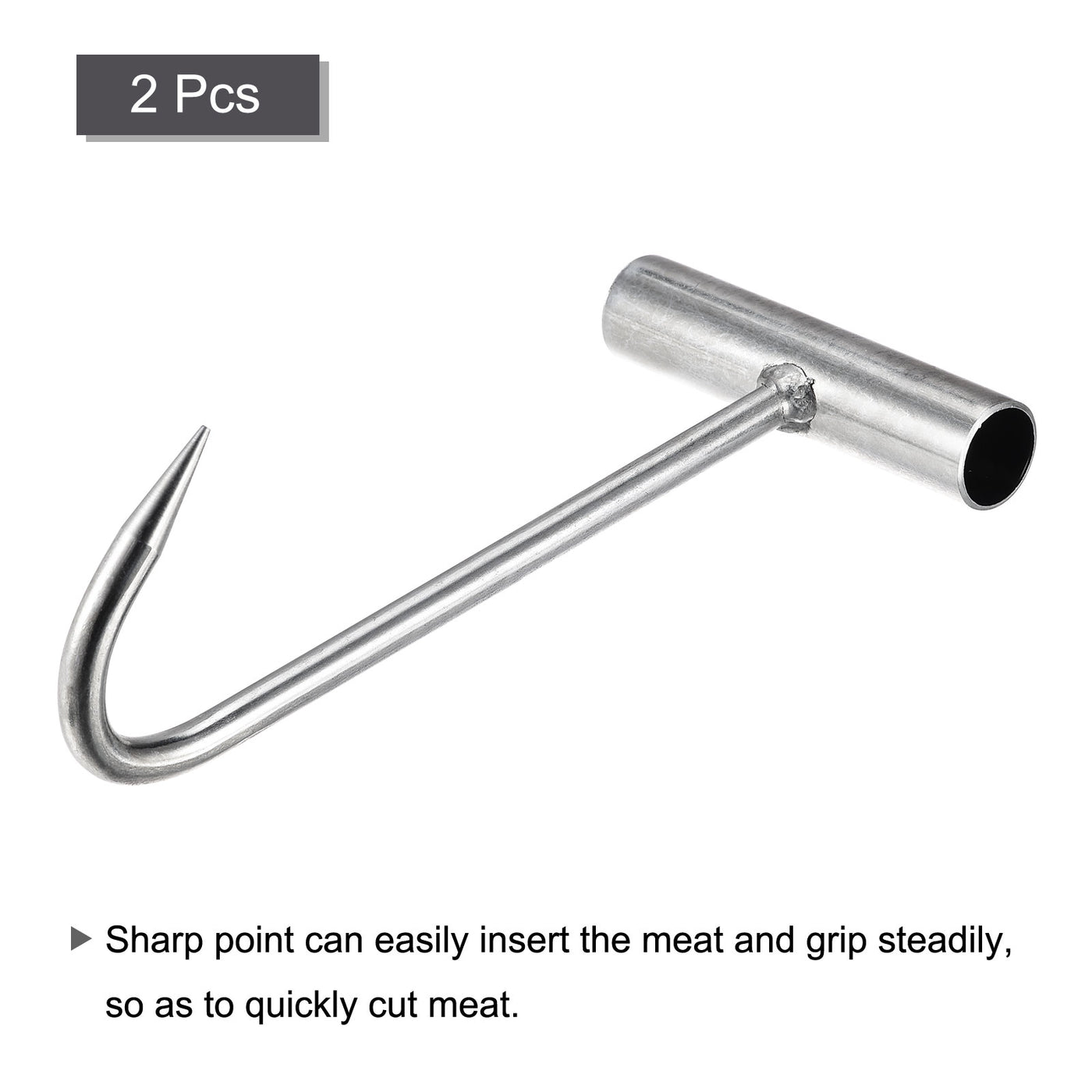 uxcell Uxcell 7.5" T-Handle Meat Boning Hook, Galvanized T Hooks for Kitchen Butcher Shop Restaurant 2Pcs