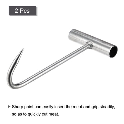 Harfington Uxcell 7.5" T-Handle Meat Boning Hook, Galvanized T Hooks for Kitchen Butcher Shop Restaurant 2Pcs