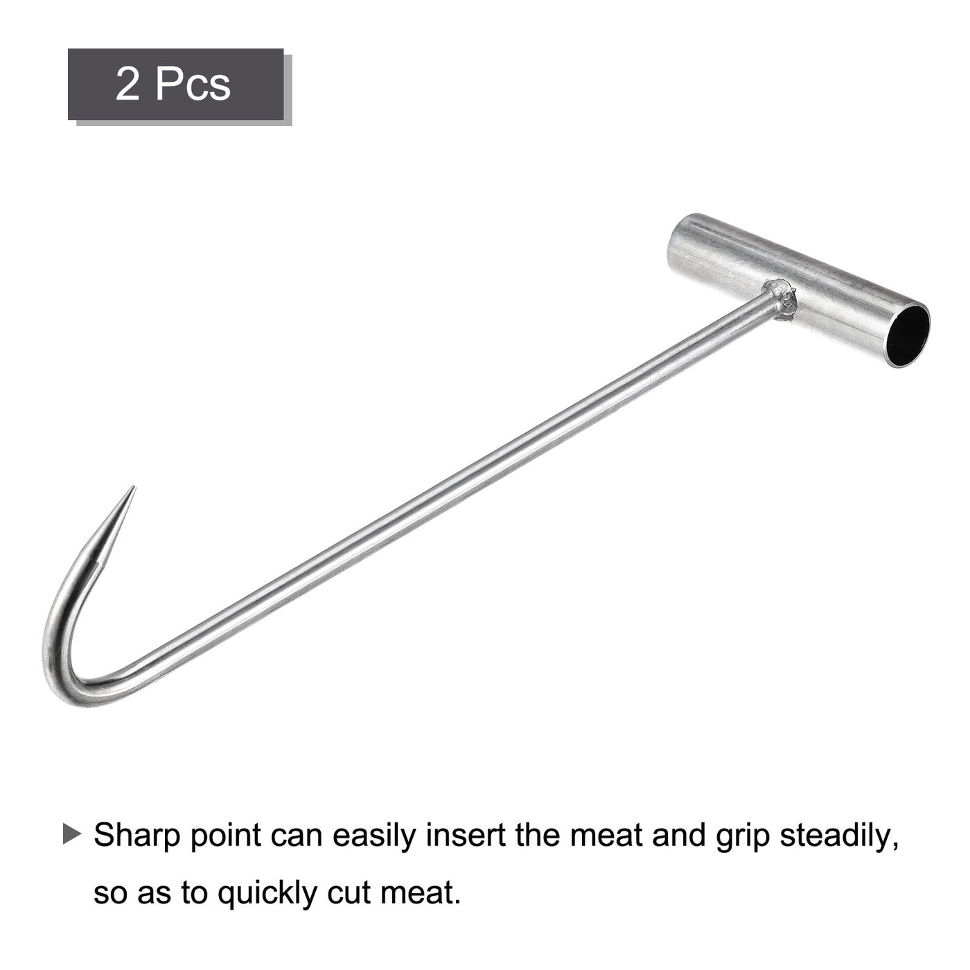 uxcell Uxcell 11.4" T-Handle Meat Boning Hook, Galvanized T Hooks for Restaurant 2Pcs