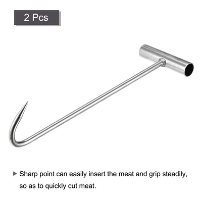 Harfington Uxcell 11.4" T-Handle Meat Boning Hook, Galvanized T Hooks for Restaurant 2Pcs