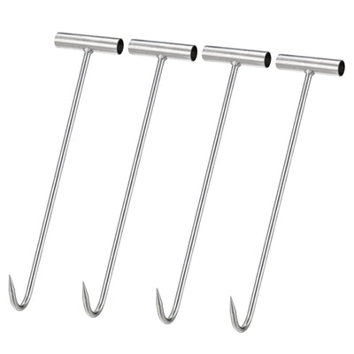 Harfington Uxcell 15.35" T-Handle Meat Boning Hook, Galvanized T Hooks for Kitchen Butcher Shop Restaurant 4Pcs