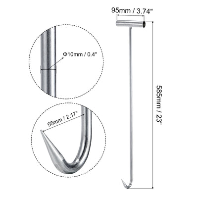 Harfington Uxcell 23" T-Handle Meat Boning Hook, Galvanized T Hooks for Kitchen Butcher Shop Restaurant 2Pcs