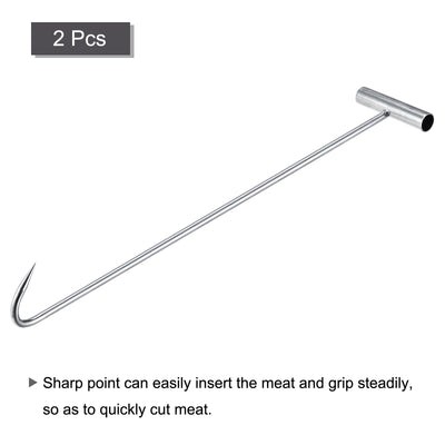 Harfington Uxcell 23" T-Handle Meat Boning Hook, Galvanized T Hooks for Kitchen Butcher Shop Restaurant 2Pcs