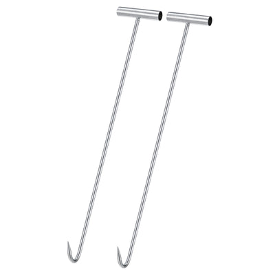 Harfington Uxcell 23" T-Handle Meat Boning Hook, Galvanized T Hooks for Kitchen Butcher Shop Restaurant 2Pcs