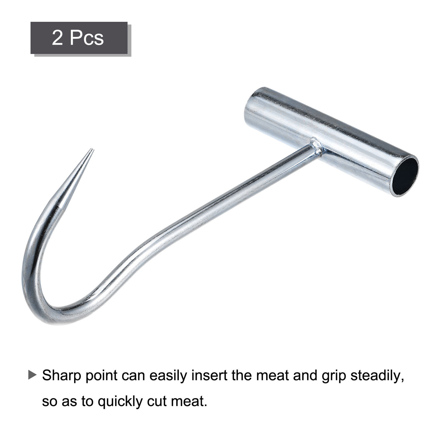 uxcell Uxcell 8" T-Handle Meat Boning Hook, Galvanized T Hooks for Restaurant 2Pcs