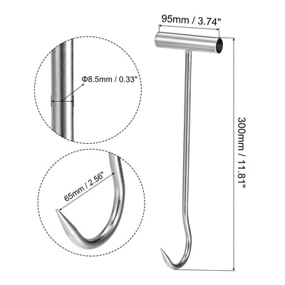 Harfington Uxcell 11.8" T-Handle Meat Boning Hook, Galvanized T Hooks for Kitchen Butcher Shop Restaurant 2Pcs