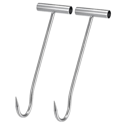 Harfington Uxcell 11.8" T-Handle Meat Boning Hook, Galvanized T Hooks for Kitchen Butcher Shop Restaurant 2Pcs