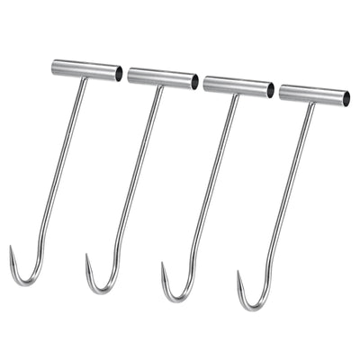 Harfington Uxcell 11.8" T-Handle Meat Boning Hook, Galvanized T Hooks for Kitchen Butcher Shop Restaurant 4Pcs