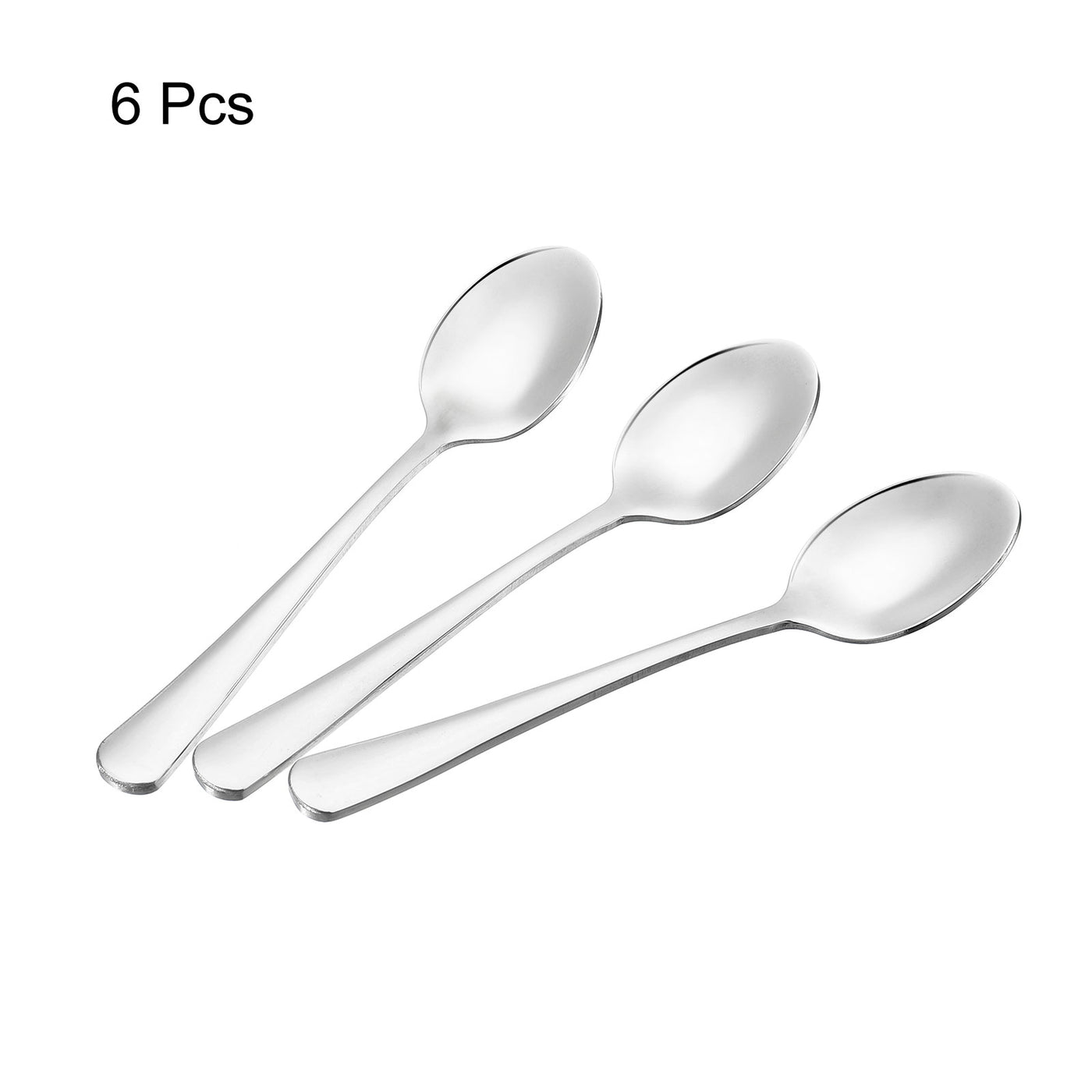 Harfington Metal Spoons 8" 410 Stainless Steel Spoon for Home Kitchen Restaurant 6 Pcs