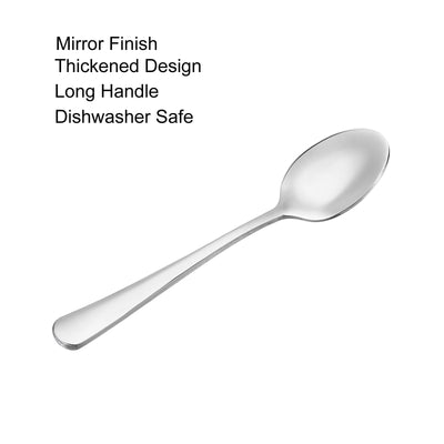 Harfington Metal Spoons 8" 410 Stainless Steel Spoon for Home Kitchen Restaurant 6 Pcs