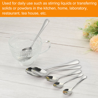 Harfington Metal Spoons 8" 410 Stainless Steel Spoon for Home Kitchen Restaurant 6 Pcs