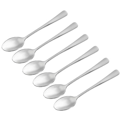 Harfington Metal Spoons 8" 410 Stainless Steel Spoon for Home Kitchen Restaurant 6 Pcs