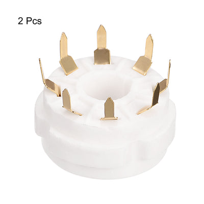 Harfington 8pin Tube Socket Ceramics,for Vacuum Tube,Gold Plated for KT88 6SL7 Tube 2pcs