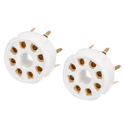 Harfington 8pin Tube Socket Ceramics,for Vacuum Tube,Gold Plated for KT88 6SL7 Tube 2pcs