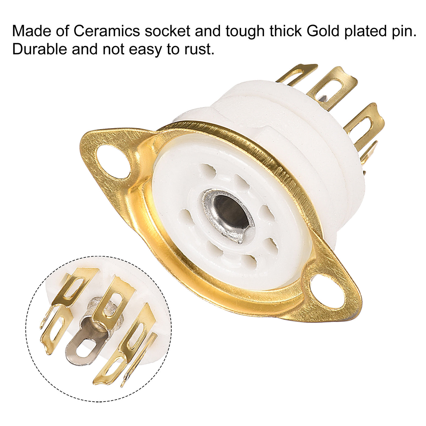 Harfington 7pin Tube Socket Ceramics,for Vacuum Tube,Gold Plated for EAA91 EC92 Tube