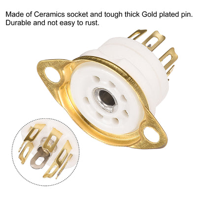 Harfington 7pin Tube Socket Ceramics,for Vacuum Tube,Gold Plated for EAA91 EC92 Tube