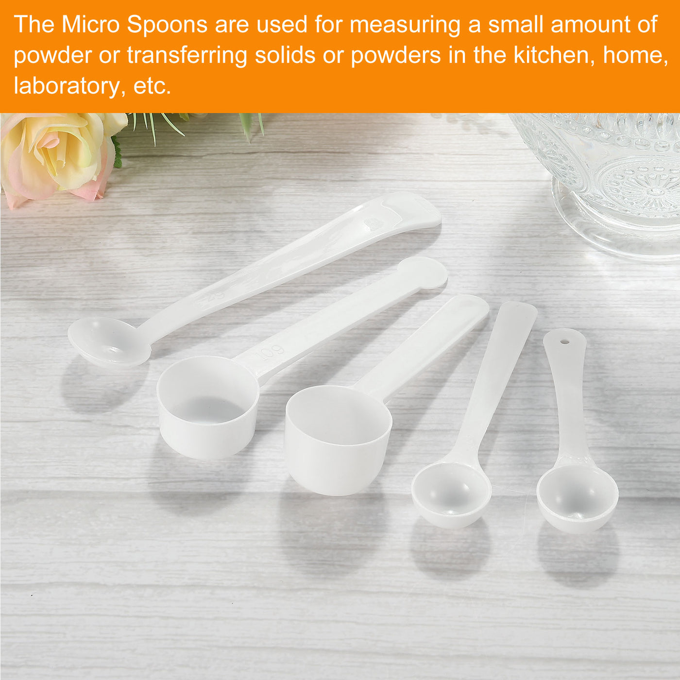 Harfington Micro Spoons 10 Gram Measuring Scoop Plastic Flat Bottom Mini Spoon 30Pcs