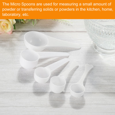 Harfington Micro Spoons 3 Gram Measuring Scoop Plastic Round Bottom Mini Spoon 50Pcs